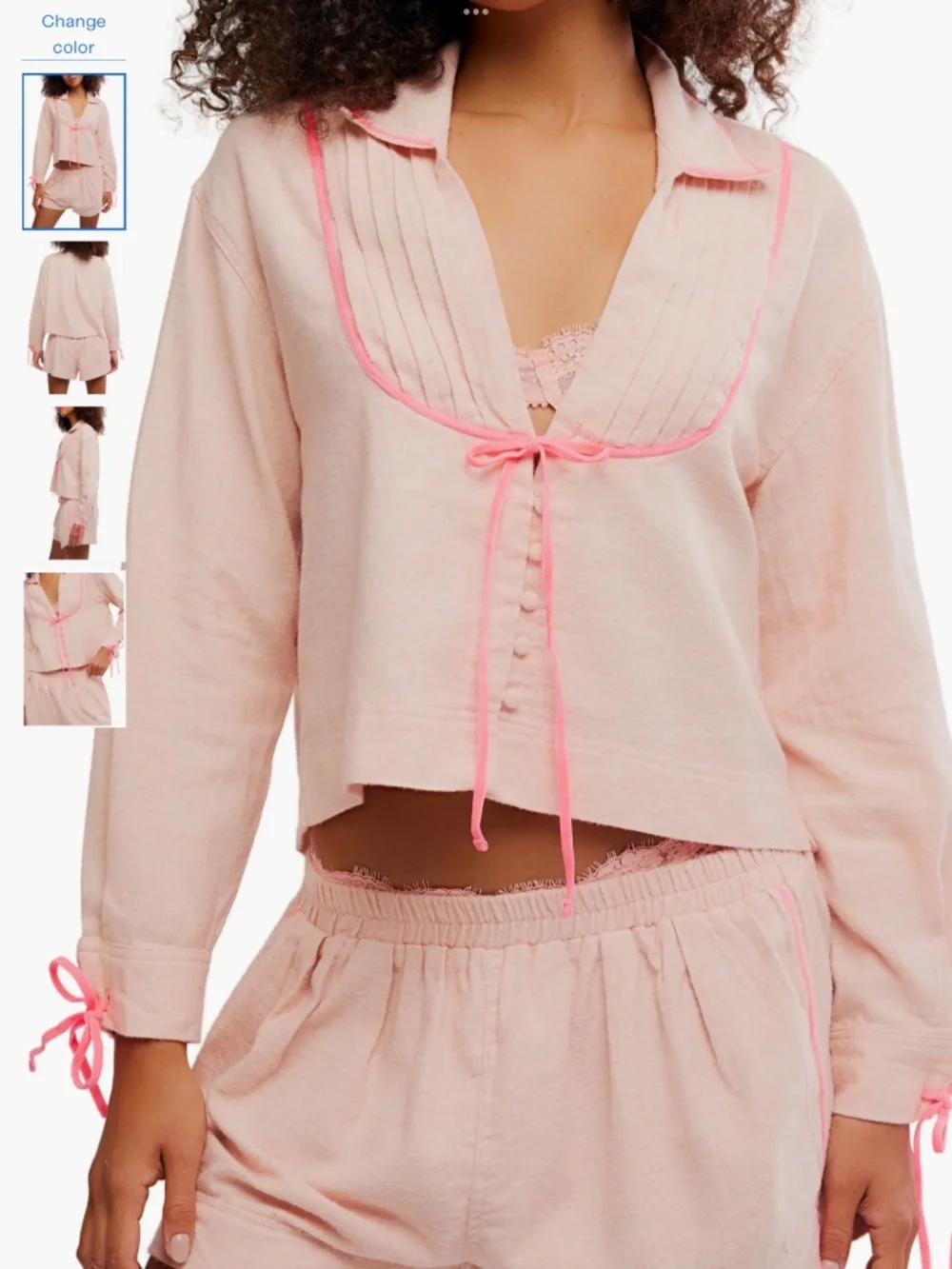 Free People Close to Home Cotton Flannel Short Pajamas, size M